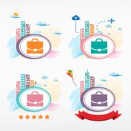 Case icon on city background