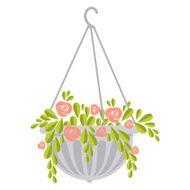 Vector illustration with flower pot in flat style N3
