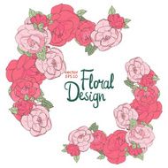 Vintage wedding border with pink roses N8