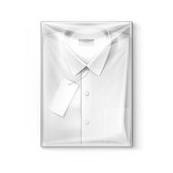 White classic men shirt with label in the transparent packaging N2