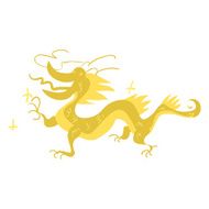 Funny flat cartoon vector Chinese golden dragon