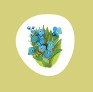 Greeting card with a bouquet of forget-me-not