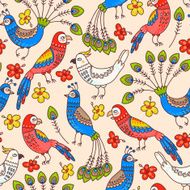 Seamless parrots and peacocks N2