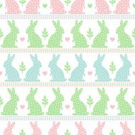 Cute Easter Pattern with Bunny plant and hearts