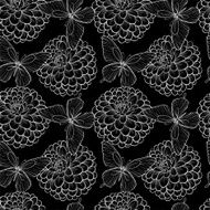 Beautiful seamless background with monochrome black and white butterflies dahlias