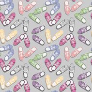 Realistic colorful sport sneakers Seamless pattern