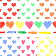 Watercolor colored heart seamless pattern Baby style