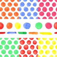 Watercolor colored polka dot seamless pattern Baby style