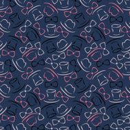 Seamless pattern with hat and bow-tie
