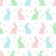 Seamless Easter pattern with cute bunny and heart