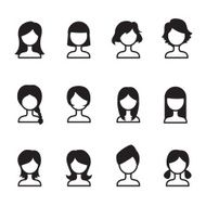 Woman hair style icons vector symbol iIllustration Set