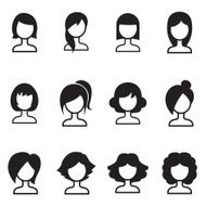 Woman hair style icons vector symbol iIllustration