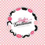 Collection of moustaches and lips Vector illustration