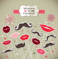 Stickers collection of moustaches and lips Vector illustration N2