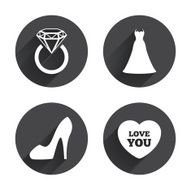 Wedding dress icon Women&#039;s shoe symbol N8