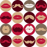 Moustaches and lips set Design elements
