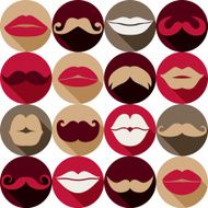 Moustaches and lips set Design elements N2