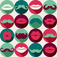 Moustaches and lips set Design elements N3