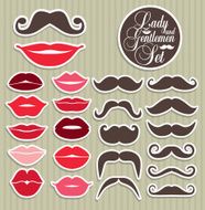 Stikers collection of moustaches and lips