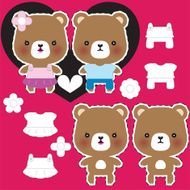 Teddy bear couple with different clothes