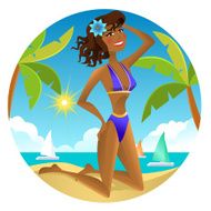 Girl on the beach Vector illustration