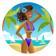 Girl on the beach Vector illustration N2