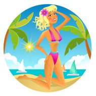 Blonde on the beach Vector illustration