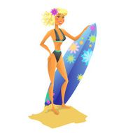 Girl with a surfing board