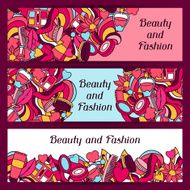 Beauty and fashion banners design with cosmetic accessories N2