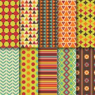 Set of seamless colorful retro patterns Geometric style design