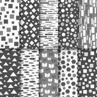 Set of seamless black and white patterns Geometric style design