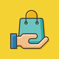 shopping paper bag color line icon