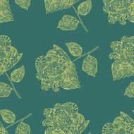 Seamless Pattern with yellow Flowers on green Background
