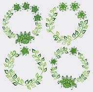 set of hand drawn floral frames isolated design elements