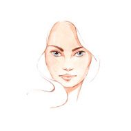 Beautiful woman face 2 Hand-drawn watercolor illustration Vector