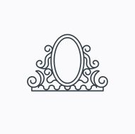Vintage mirror icon Retro decoration sign N7