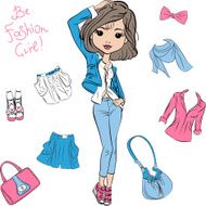 Vector beautiful fashion girl top models N2
