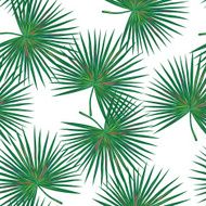Seamless vector tropical fashion pattern with green palm leaves