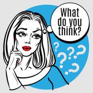 Comic girl with speech bubble Pop Art Woman sign