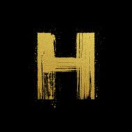 Gold glittering brush hand painted letter H