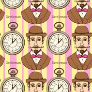 Sketch man in hat and pocket watch