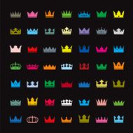 Set of color crowns Vector Icons
