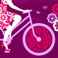 Silhouette of beautiful girl on bicycle N2