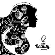 Beautiful woman silhouette Cosmetics set pattern Beauty salon
