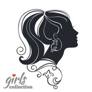 Beautiful woman silhouette with flowers Girls collection