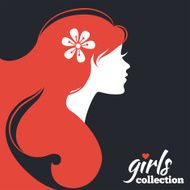 Beautiful woman silhouette with flowers Girls collection N3