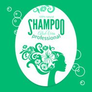 Shampoo women label Design template with girl silhouette Cosme