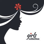 Beautiful woman silhouette with flowers Girls collection N5