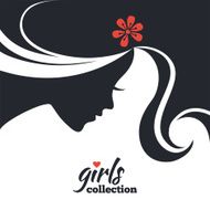 Beautiful woman silhouette with flowers Girls collection N6