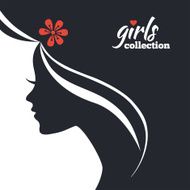 Beautiful woman silhouette with flowers Girls collection N7